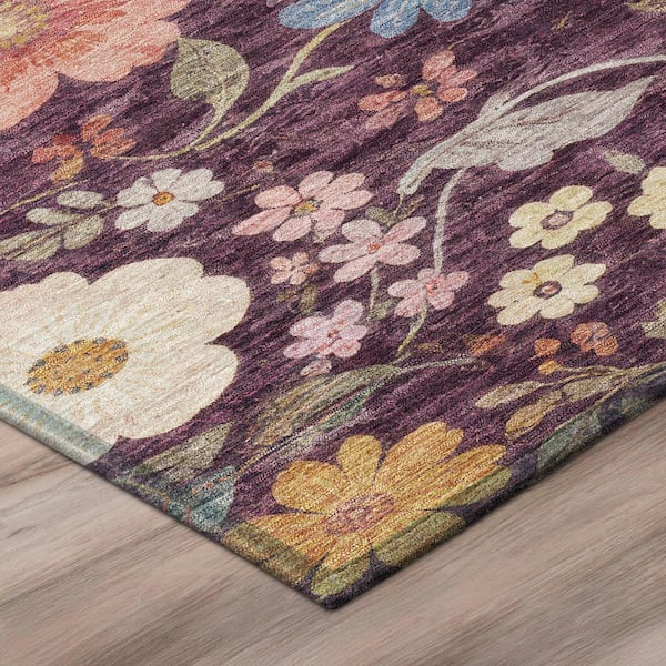 Chantille Machine Washable Indoor/Outdoor Abstract ACN2945 Plum 5 ft. x 7 ft. 6 in. Area Rug