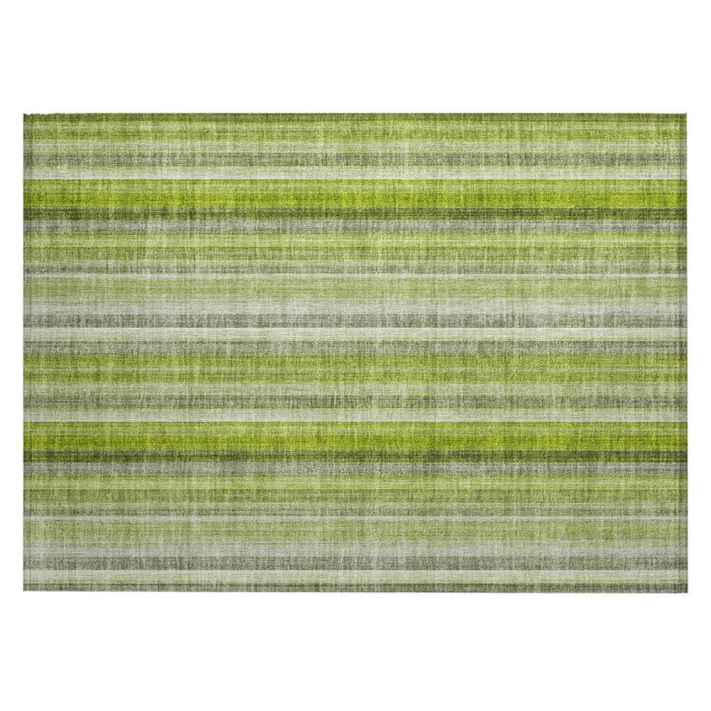 HomeRoots Green 2 ft. x 3 ft. Woven Striped Rectangle Indoor/Outdoor ...