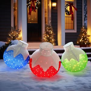 35 in. Pop-Up Ornament Outdoor Christmas Holiday Yard Decoration Warm White LED (3-Piece)