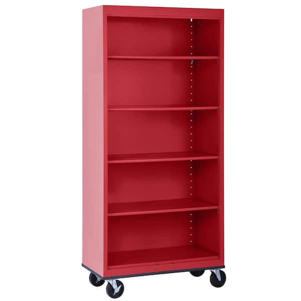Sandusky Metal 5-shelf Cart Bookcase with Adjustable Shelves in Red (78 in.)