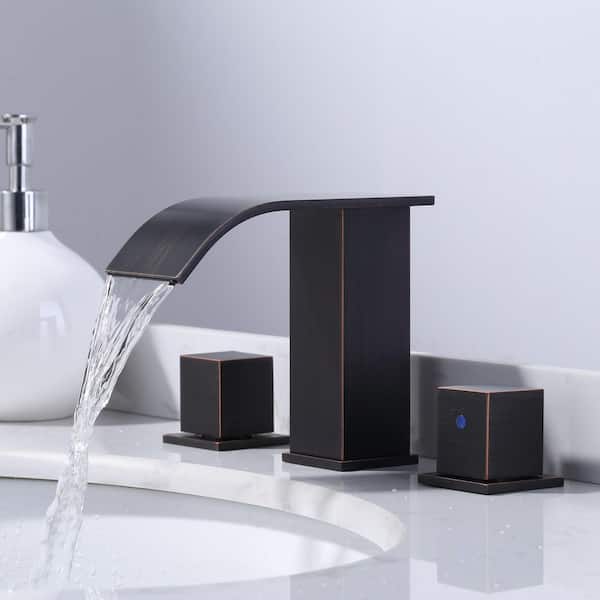 Waterfall 8 in. Widespread Double Handle Bathroom Faucet in Oil Rubbed Bronze
