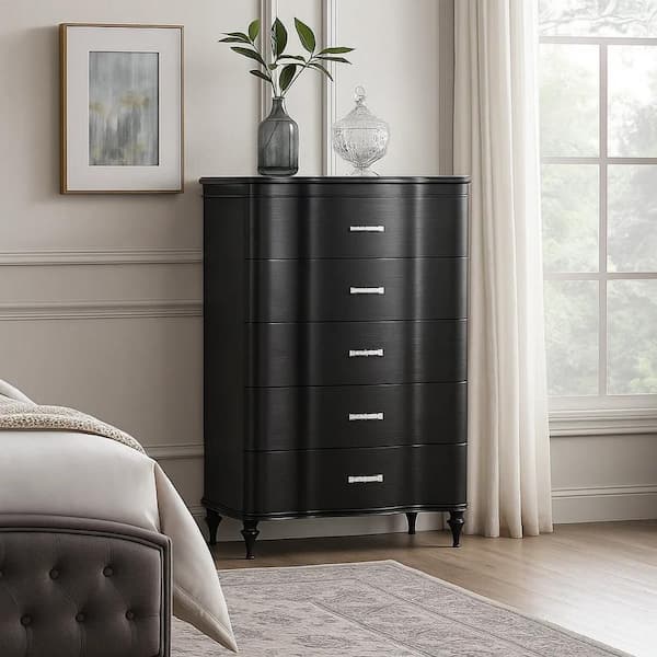 5 drawer dresser black Modern Simplicity Mocha Solid Wood 6 Tall 34.4 x 18.3 x 5.7 in 5 Drawer Dresser for Bedroom