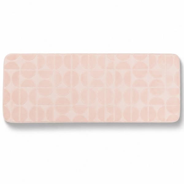 Demi-Lune 17.7 in. x 47.2 in. Blush Pink Embossed Memory Foam Rectangle Bath Runner