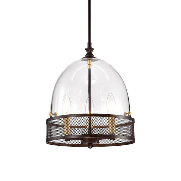 Leandro 12 in. 3-Light Bronze Indoor Pendant Chandelier