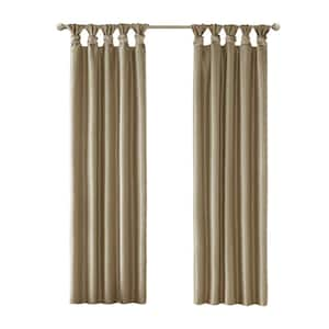 Natalie Bronze Polyester 50 in. W x 84 in. L Twist Tab Total Blackout Curtain (Single Panel)