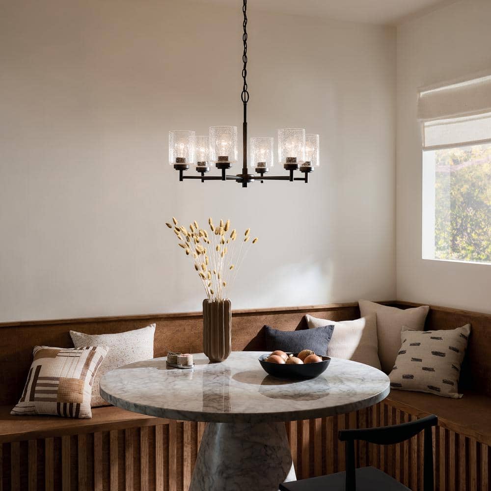 Winslow Black 6-Light Chandelier with Clear Seeded Glass