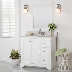 Stratfield 37 in. W x 22 in. D x 39 in. H Single Sink  Bath Vanity in White with Winter Mist Cultured Marble Top