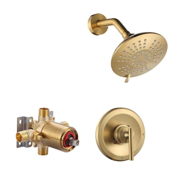 Single-Handle 5-Spray Shower Faucet 1.8 GPM with Adjustable Heads in. Gold