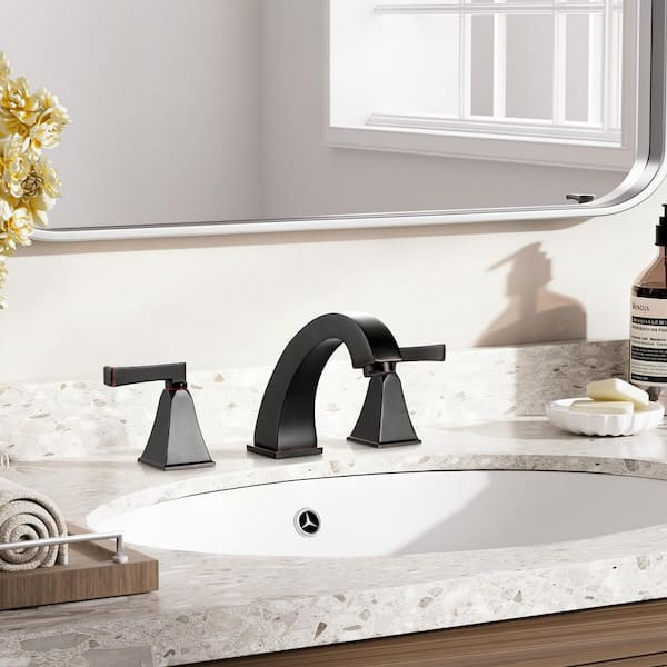 8 in. Widespread Double Handle Bathroom Faucet with Drain Kit Included in Oil Rubbed Bronze