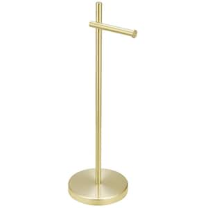 Round Freestanding Toilet Paper Holder in Brushed Gold