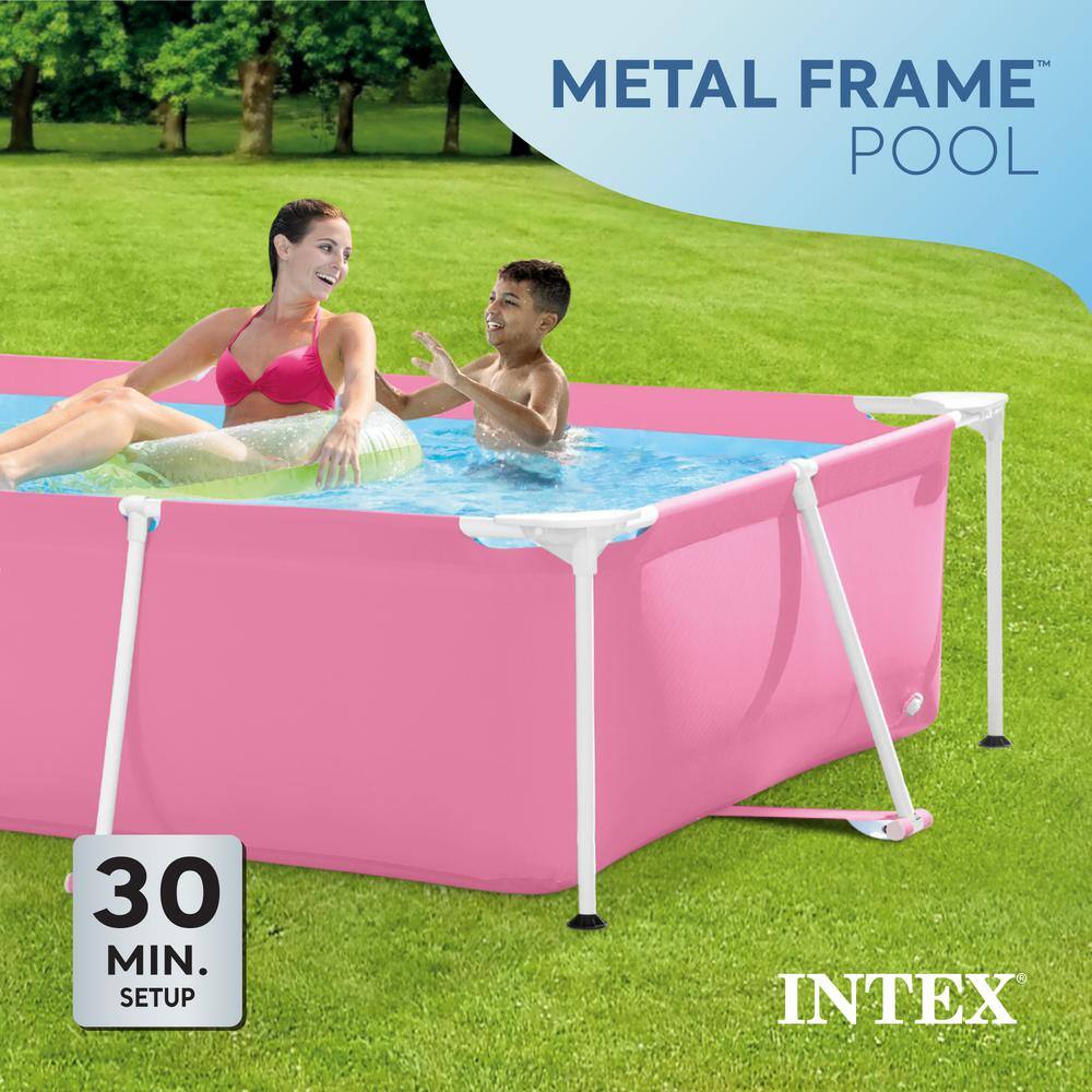 Intex Pink Rectangular Metal Frame Above Ground Pool
