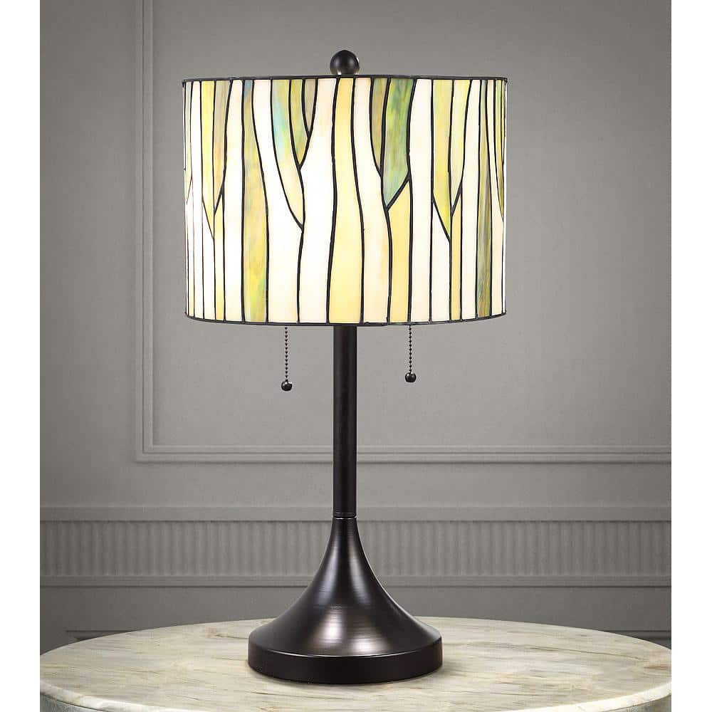 Barossa 25" Green Stained Glass Table Lamp with Bronze Base