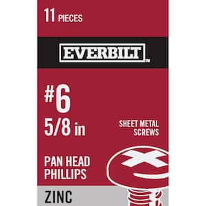#6 x 5/8 in. Phillips Pan Head Zinc Plated Sheet Metal Screw (11-Pack)