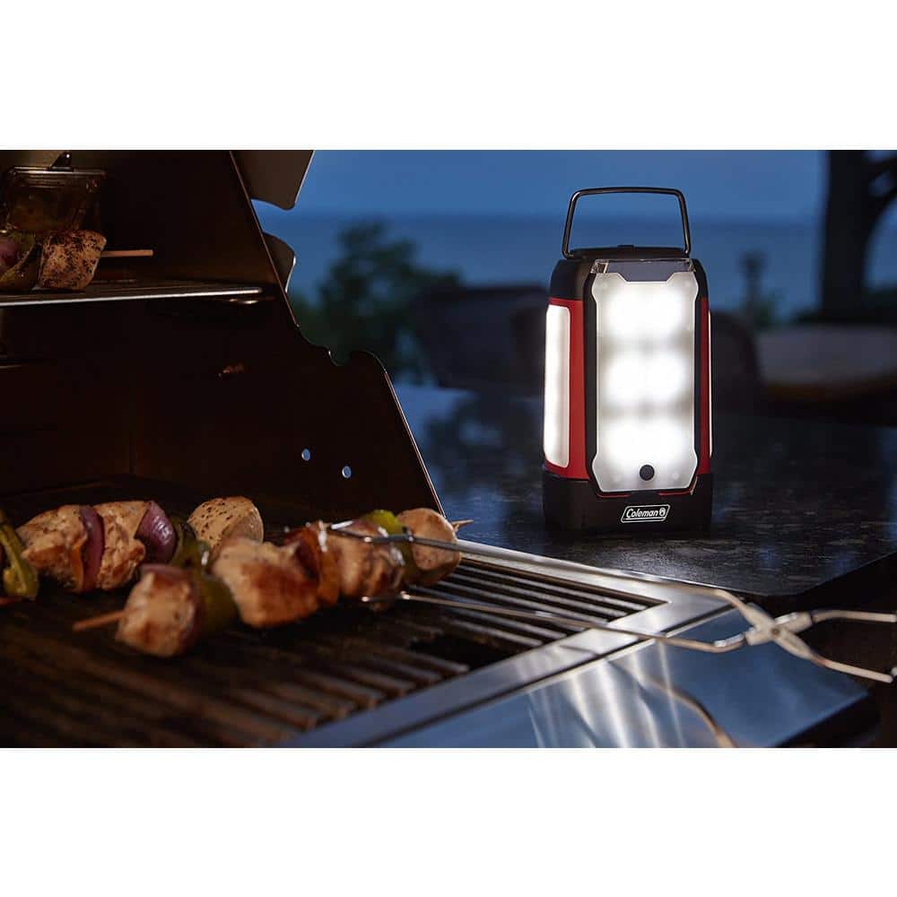 Red Waterproof LED Lantern with USB Port and Flashlight