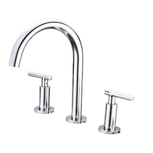 High Arc 3 Hole 8 in. Widespread Double Handle Bathroom Faucet in Chrome