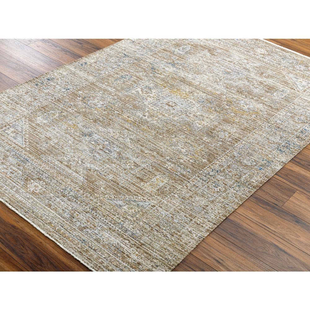 Margaret Gray and Taupe Synthetic Washable Rectangular Area Rug