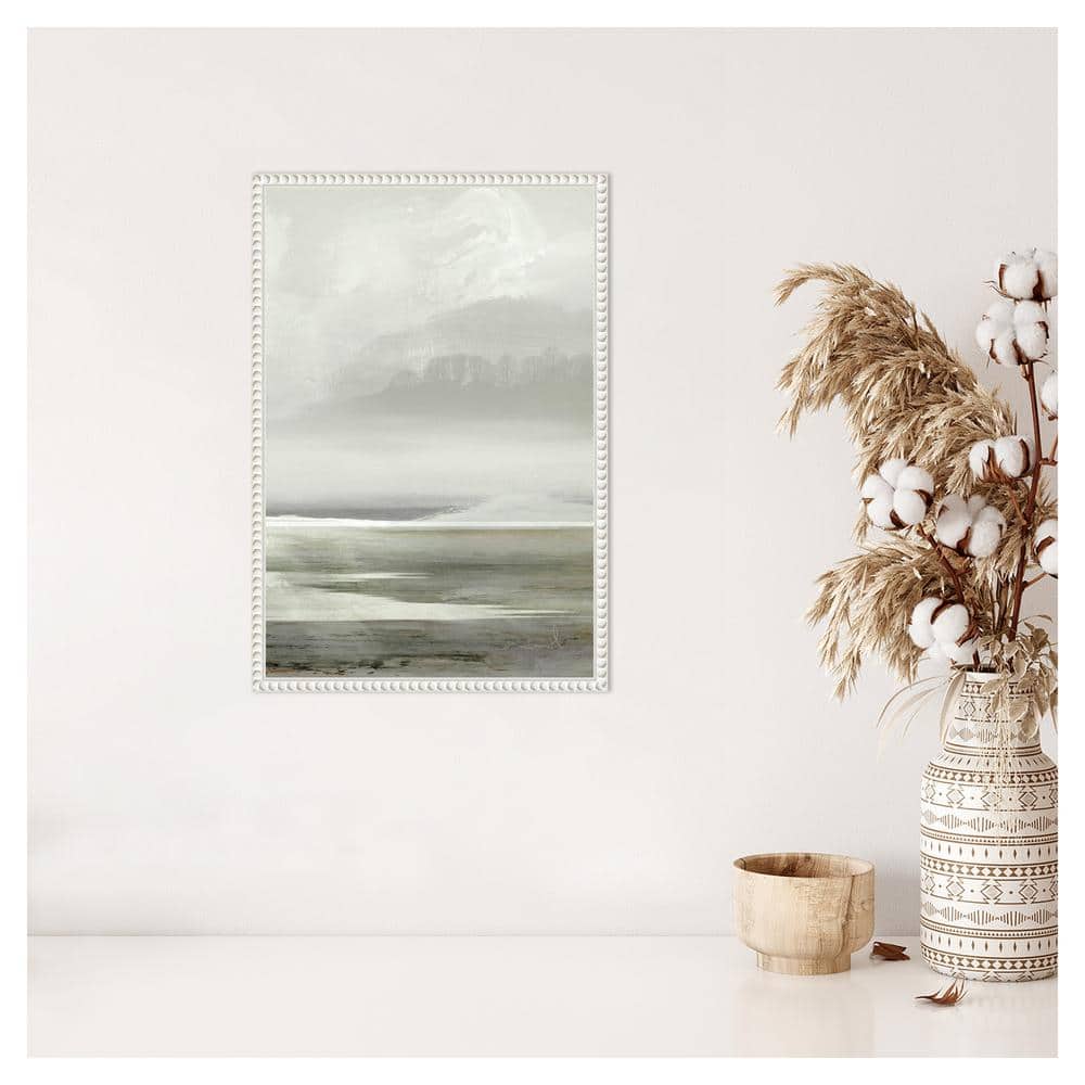 Serene Abstract Landscape Beaded Framed Canvas Wall Art