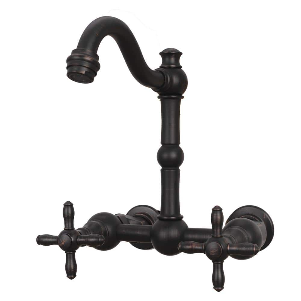Bathroom Faucets - Solid Brass Wall Mount Bathroom Sink Faucet with 2 Cross