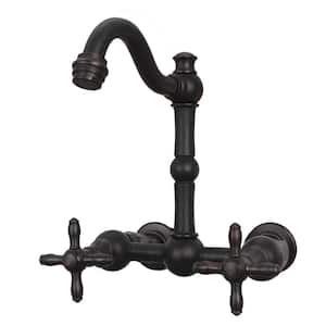 Bathroom Faucets - Solid Brass Wall Mount Bathroom Sink Faucet with 2 Cross Handles, Oil Rubbed Bronze - AK41718N1