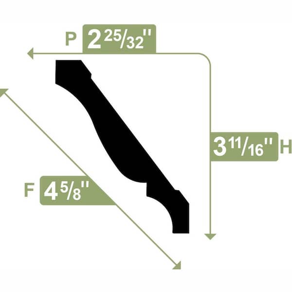 Ekena Millwork 3-5/8 in. x 4-5/8 in. x 96 in. Crown Moulding, PVC (2-Pack)