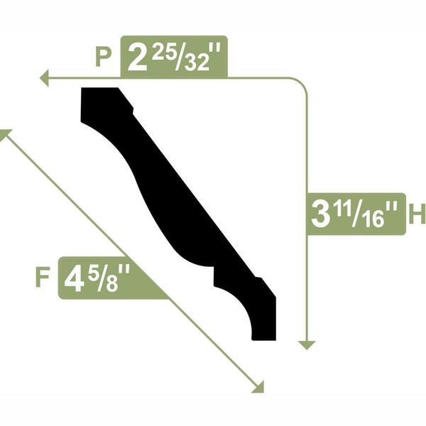 Ekena Millwork 3 in. x 3-5/8 in. x 96 in. Crown Moulding, PVC (12-Pack)