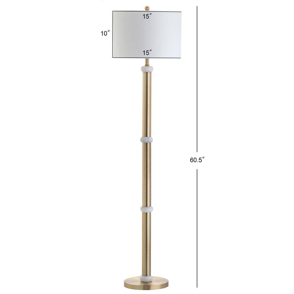 Gregory Antique Gold 60.5" LED Floor Lamp with White Linen Shade