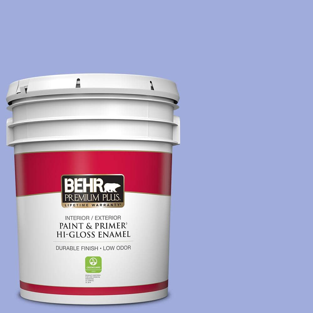 5 gal. #P540-4 Lavender Sky Hi-Gloss Enamel Interior/Exterior Paint & Primer -  BEHR PREMIUM PLUS, ZZ295786