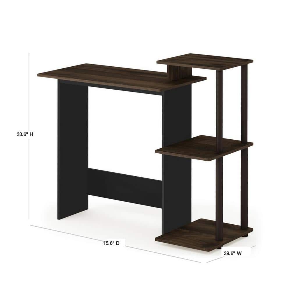 Columbia Walnut Brown Compact Computer Desk with Shelves