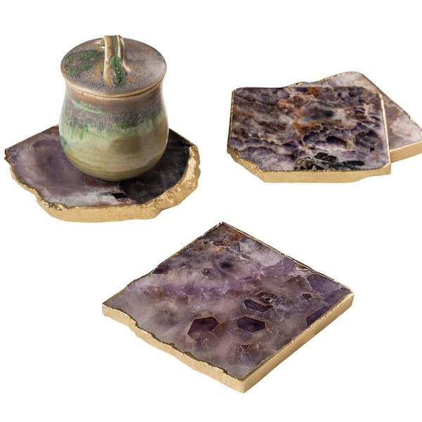 GAURI KOHLI Dazzle 4 Piece Purple Amethyst Coasters GK51135 The