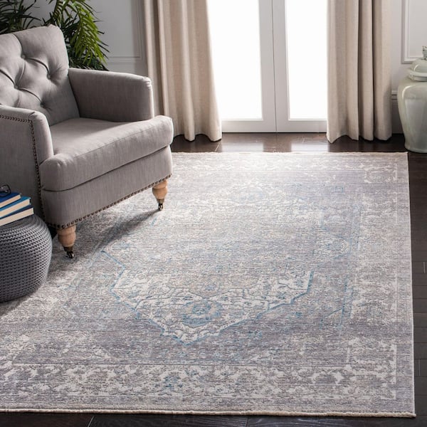 Dream 5 ft. x 8 ft. Gray/Blue Distressed Medallion Area Rug