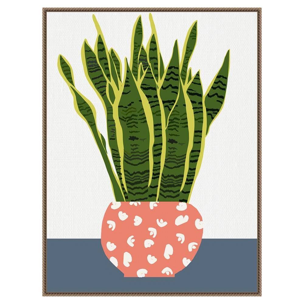 Botanic-Inspired Framed Canvas Wall Art with Beaded Perimeter