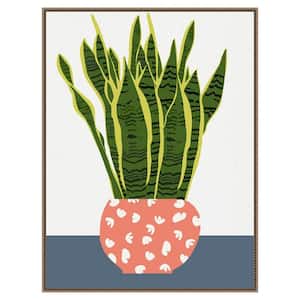 "Potted Plant" by Jen Bucheli 1-Piece Floater Frame Giclee Home Canvas Art Print 42 in. x 32 in.