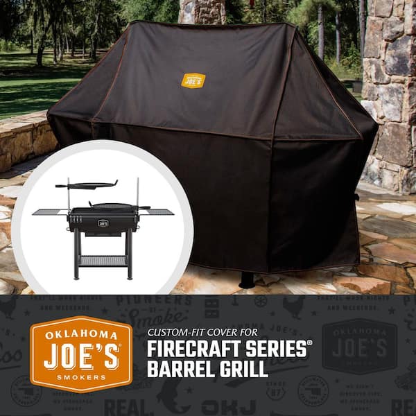 Custom-Fit Rip-Stop Firecraft Series Modular Open Fire Barrel Charcoal Grill Cover in Black