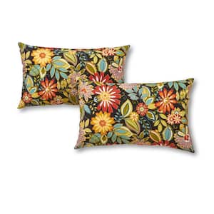 Jungle Floral Lumbar Outdoor Throw Pillow (2-Pack)