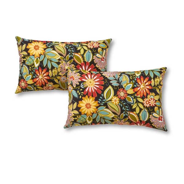 Greendale Home Fashions Jungle Floral Lumbar Outdoor Throw Pillow (2-Pack)