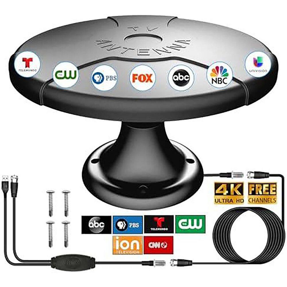 Ultra Long Range 150 mile Reception UHF Amplified Digital Signal Omnidirectional HDTV and 4k Outdoor Antenna Black