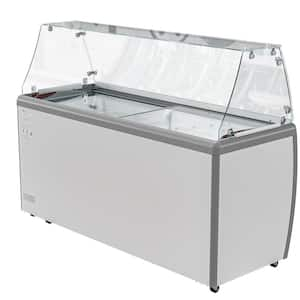 70 in. 20 cu. ft. Manual Defrost Gelato Dipping Cabinet Chest Freezer with Sliding Glass Door and Sneeze Guard in White