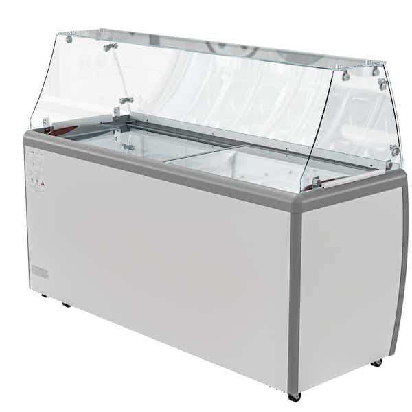 70 in. 20 cu. ft. Manual Defrost Gelato Dipping Cabinet Chest Freezer with Sliding Glass Door and Sneeze Guard in White