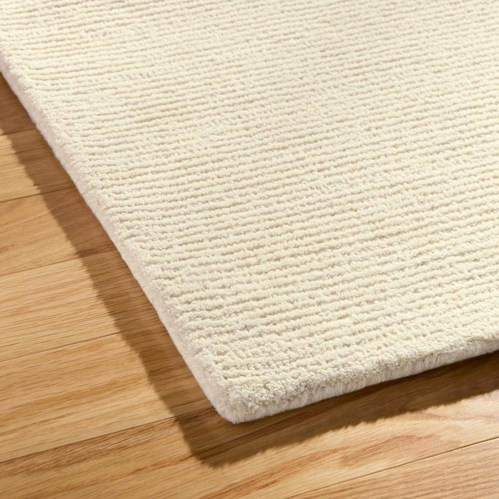 Taupe and Ivory Ribbed Hand-Tufted Wool 5' x 7' Area Rug