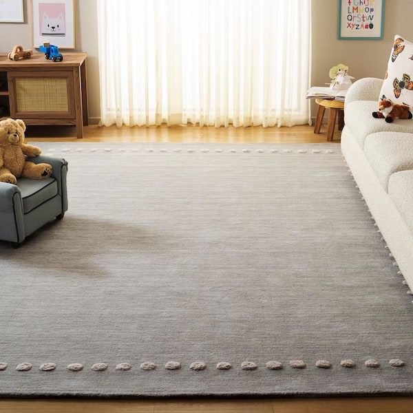 Kids 9 ft. x 12 ft. Gray Geometric Area Rug