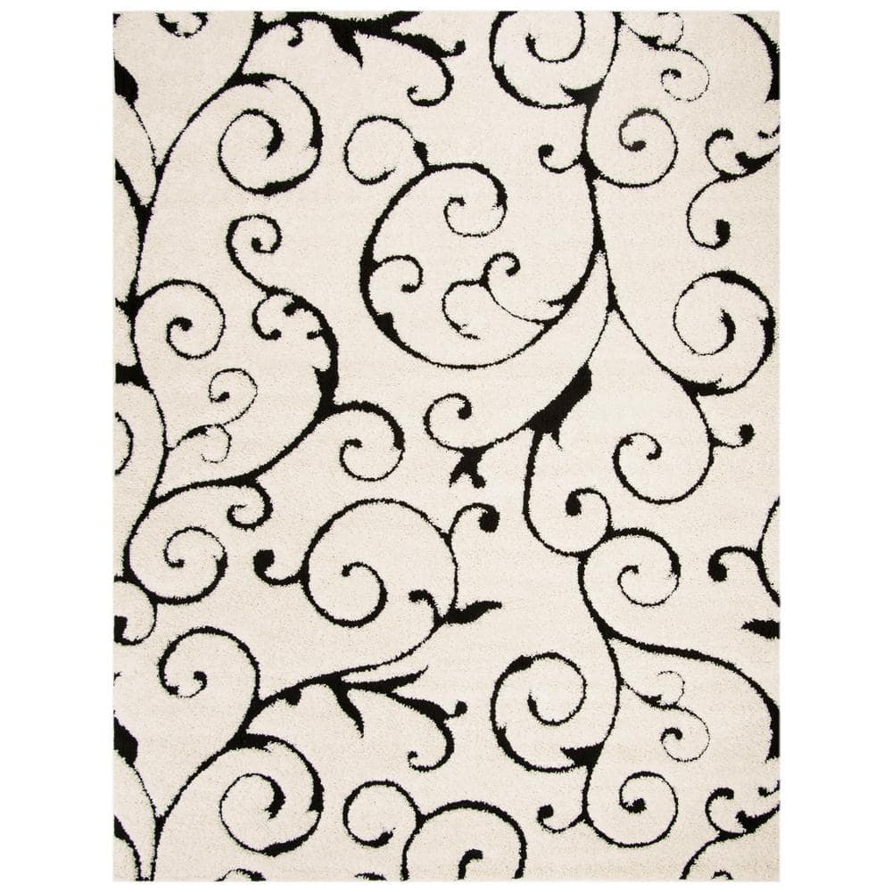 Florida Shag Ivory/Black 4 ft. x 6 ft. Floral Area Rug price history on PriceWatchPro
