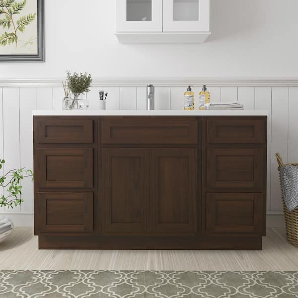 Vanity Art 54 in. W x 21 in. D x 32.5 in. H Bath Vanity Cabinet without Top in Brown