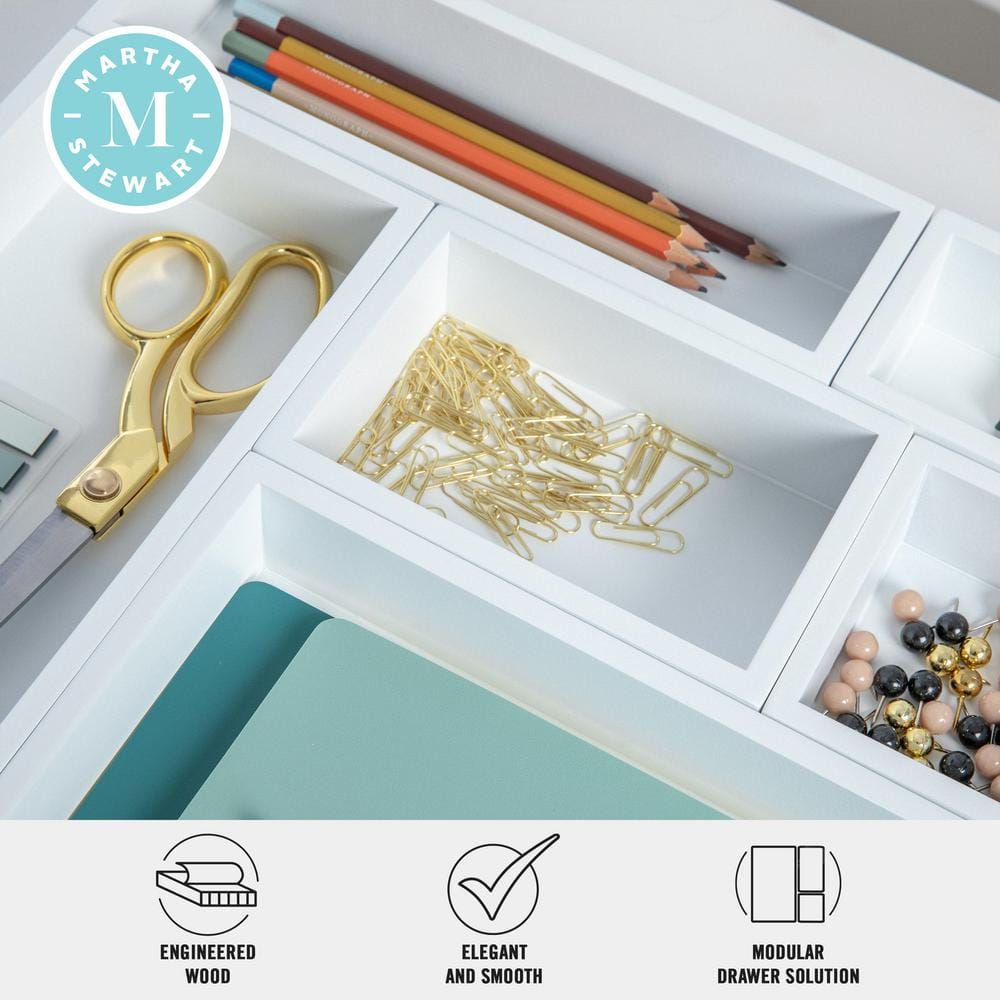 White 6-Piece Wooden Desk Drawer Organizer Set