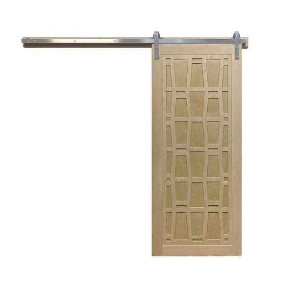 VeryCustom 30 in. x 84 in. Whatever Daddy-O Unfinished Wood Sliding Barn Door with Hardware Kit in Black
