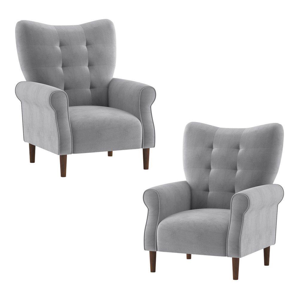 EVERGLADE HOME Cecily Dark Gray Velvet Tufted Back Club Accent Chair