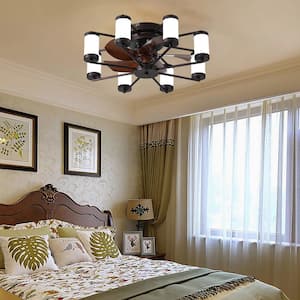 22 in. Indoor Flush Mount Low Profile Reversible 5 Blades Ceiling Fan Light with DC Motor, 6 Speeds, Remote Control