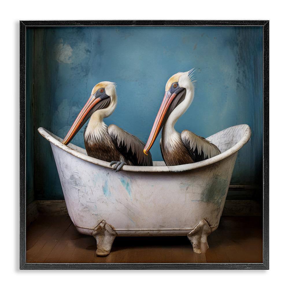 Pelican Bath Time by Lazar Studio 1 Piece Black Framed Animal Giclee Art Print 12 in. x 12 in. price history on PriceWatchPro