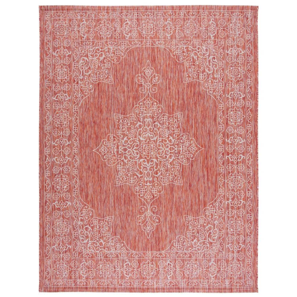 Courtyard Rust/Ivory 8 ft. x 10 ft. Border Medallion Indoor/Outdoor Patio  Area Rug price history on PriceWatchPro