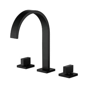 Modern 8 in. Widespread 2-Handle High-Arc Bathroom Faucet in Black