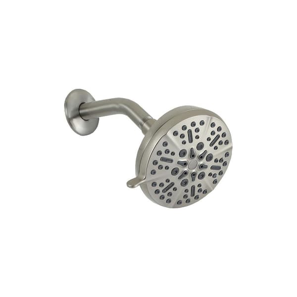 Tahanbath 5-Spray Patterns with 2.5 GPM 5 in. Wall Mount Rain Fixed Shower Head in Brushed Nickle